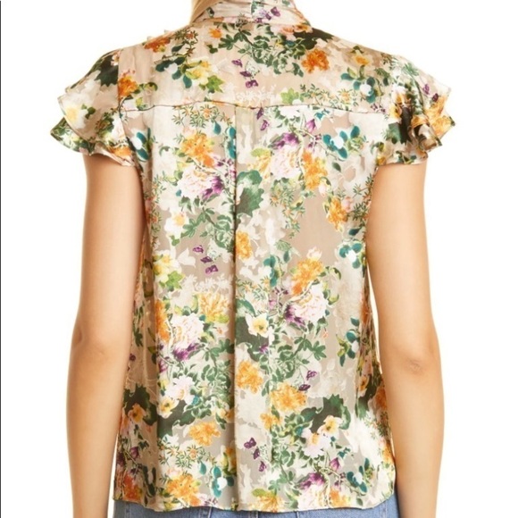 ALICE + OLIVIA Jeannie Floral Burnout Bow Collar Blouse - Picture 4 of 13